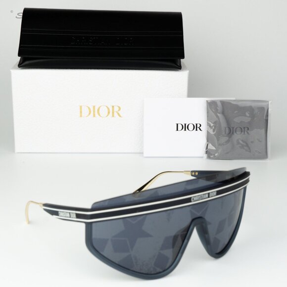 Dior Women Sunglasses Navy Blue Silver Mirror Blue Mask DIORCLUB M2U 31B7 NEW - Picture 9 of 9